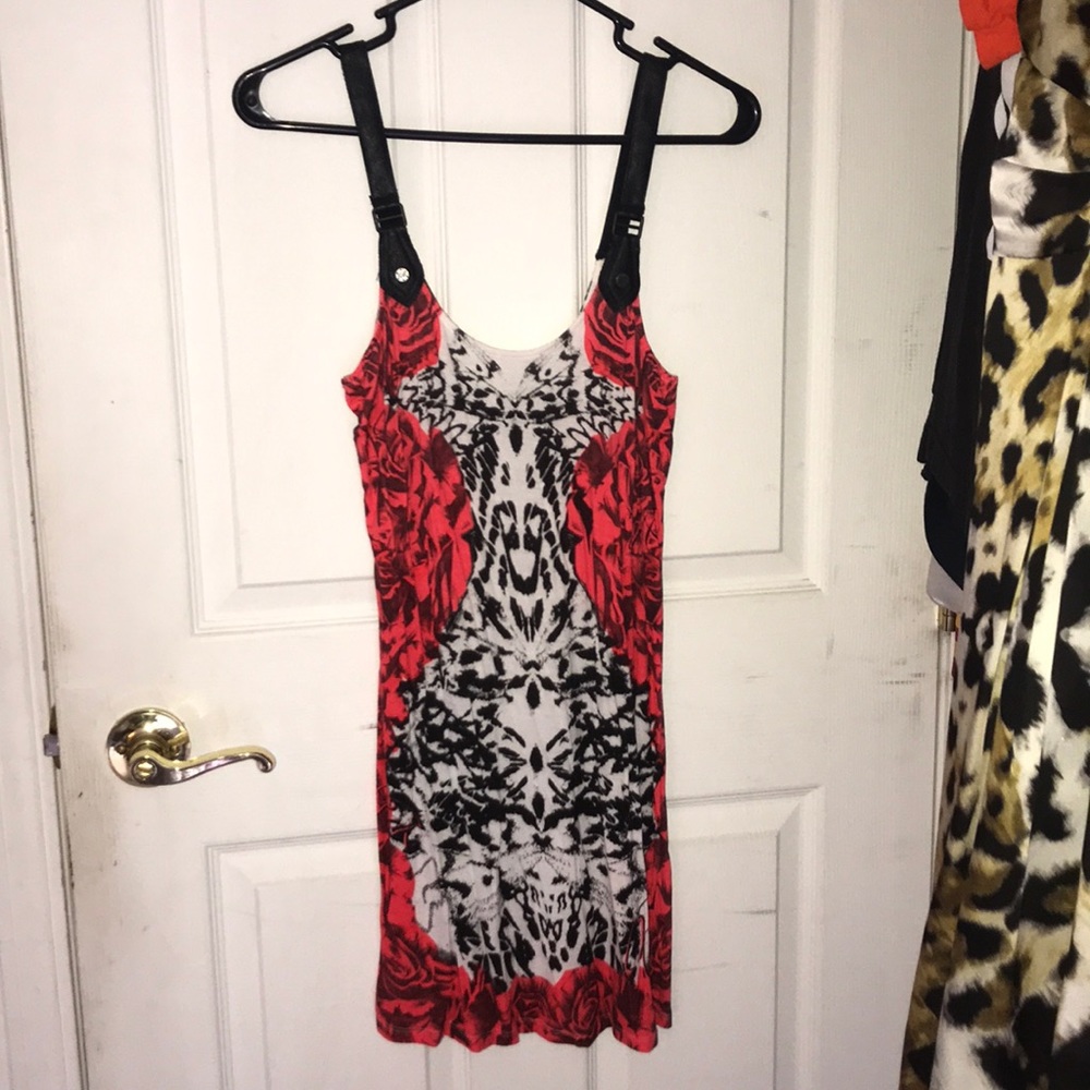 FOX Mini Dress with Leather Straps Small - Picture 4 of 8